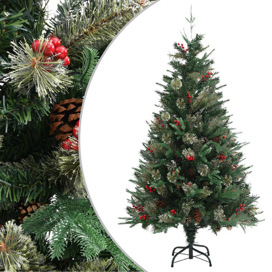 Christmas Tree with Pine Cones Green 150 cm PVC & PE - OLBRIT