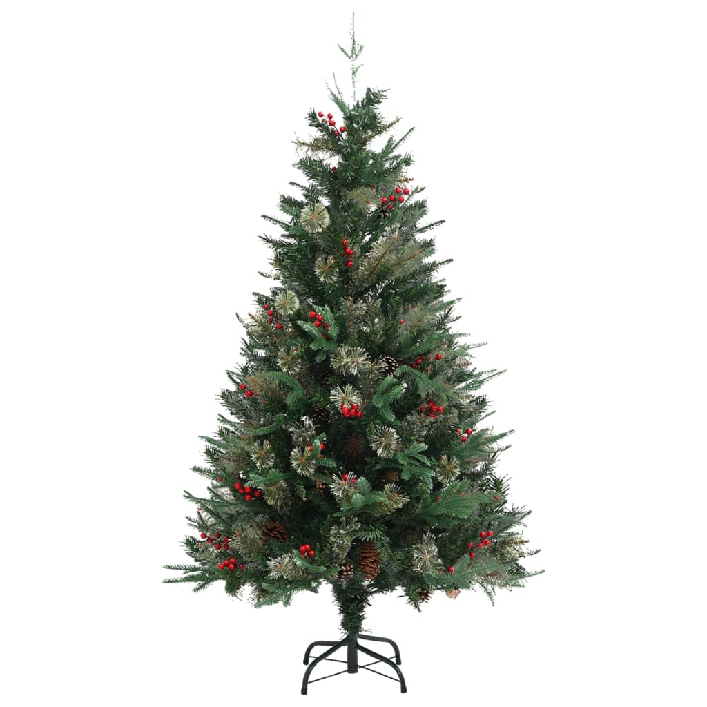 Christmas Tree with Pine Cones Green 150 cm PVC & PE - OLBRIT