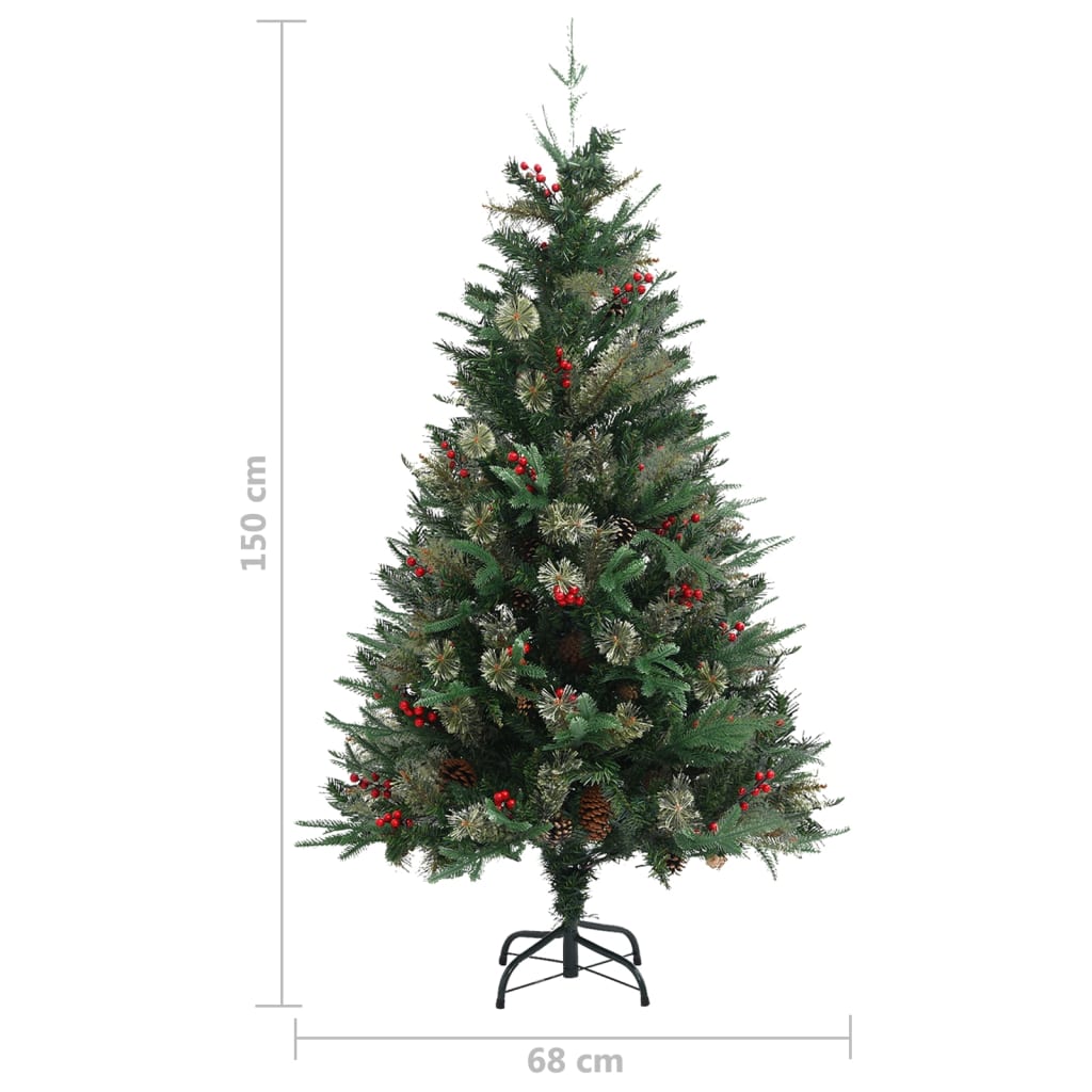 Christmas Tree with Pine Cones Green 150 cm PVC & PE - OLBRIT