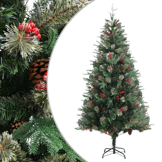 Christmas Tree with Pine Cones Green 225 cm PVC & PE - OLBRIT