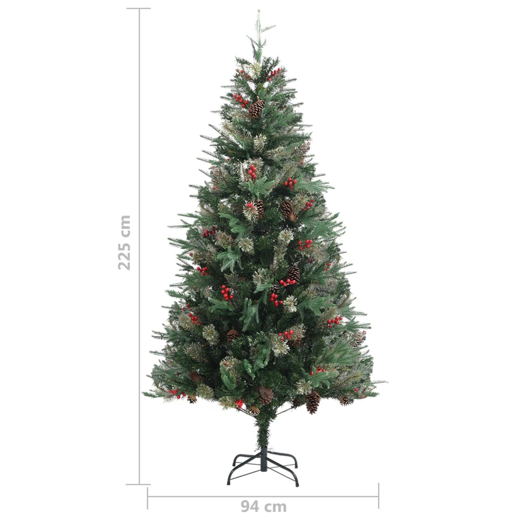 Christmas Tree with Pine Cones Green 225 cm PVC & PE - OLBRIT