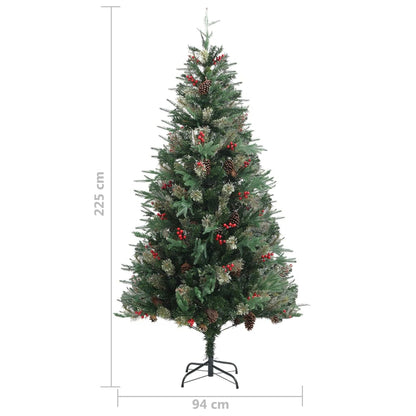 Christmas Tree with Pine Cones Green 225 cm PVC & PE - OLBRIT