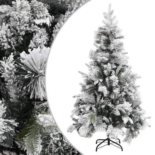 Christmas Tree with Flocked Snow & Cones 195 cm PVC & PE - OLBRIT