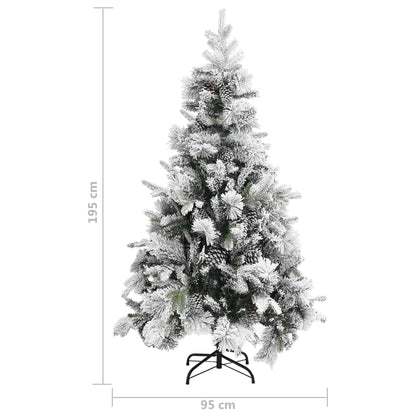 Christmas Tree with Flocked Snow & Cones 195 cm PVC & PE - OLBRIT