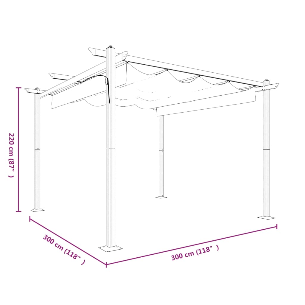 Garden Gazebo with Retractable Roof 3x3 m - OLBRIT