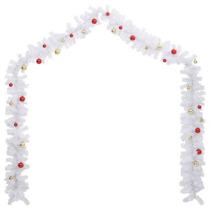 Christmas Garland Decorated with Baubles White 5 m - OLBRIT