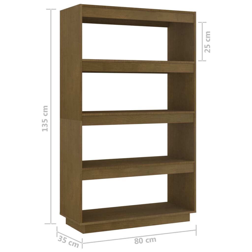 Book Cabinet/Room Divider Honey Brown 80x35x135 cm Solid Pinewood - OLBRIT