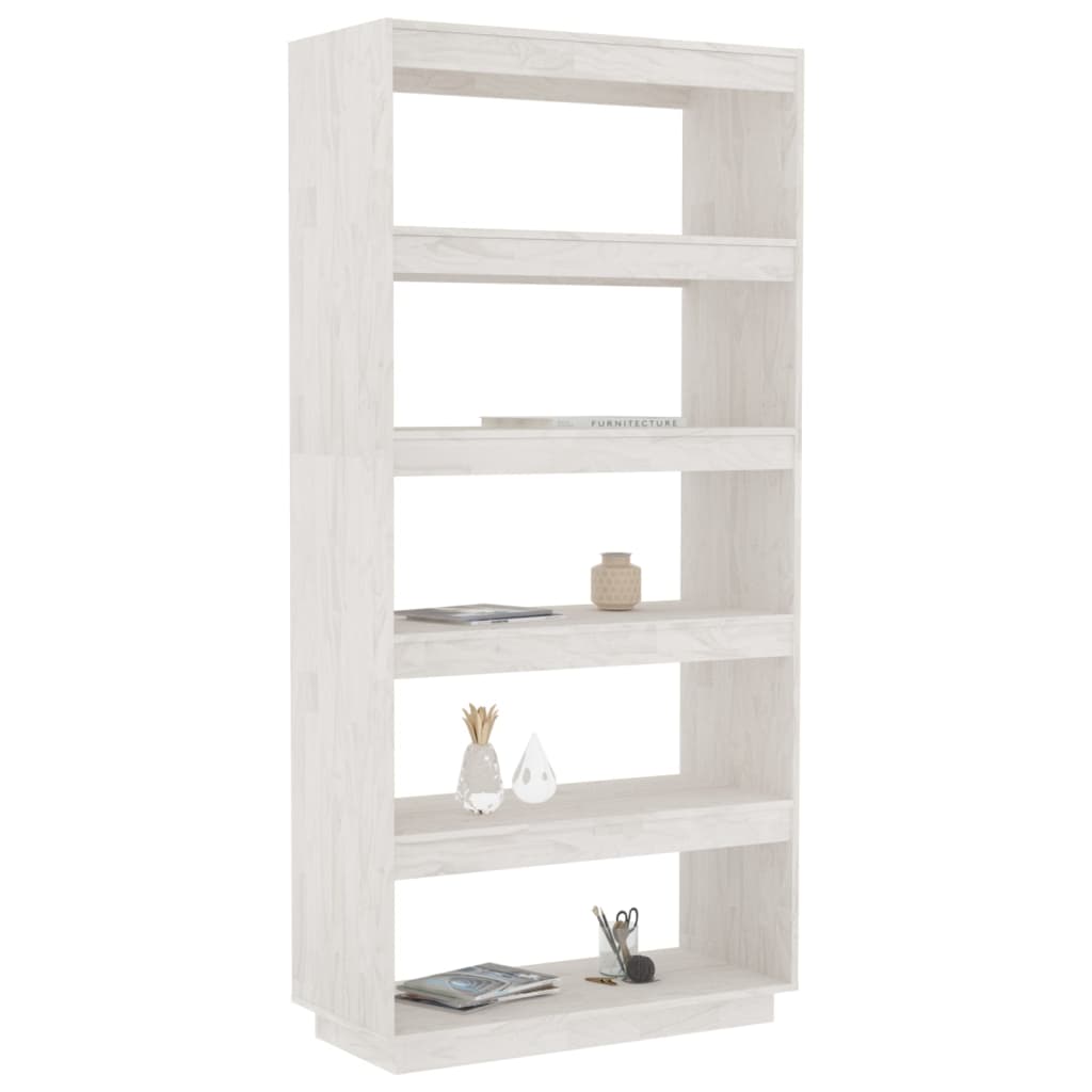 Book Cabinet/Room Divider White 80x35x167 cm Solid Pinewood - OLBRIT