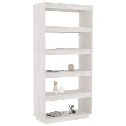 Book Cabinet/Room Divider White 80x35x167 cm Solid Pinewood - OLBRIT