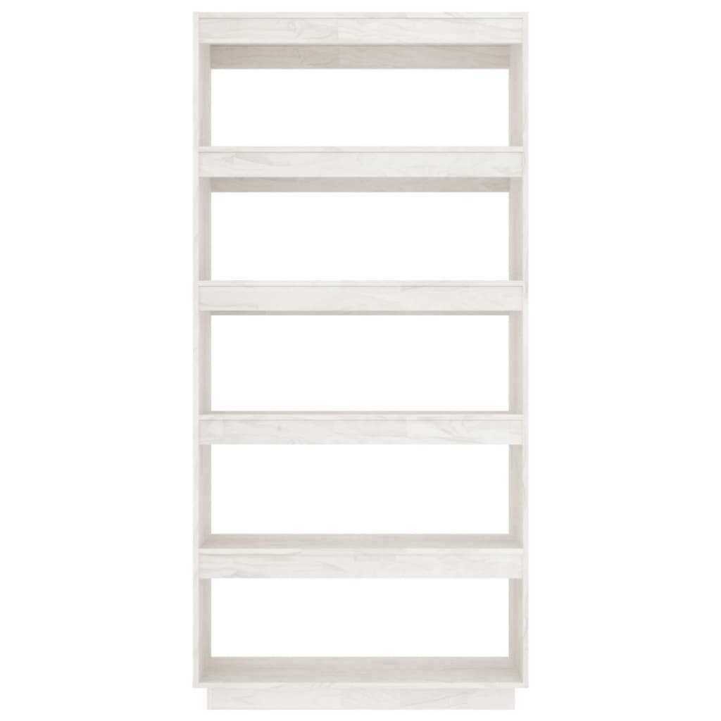 Book Cabinet/Room Divider White 80x35x167 cm Solid Pinewood - OLBRIT