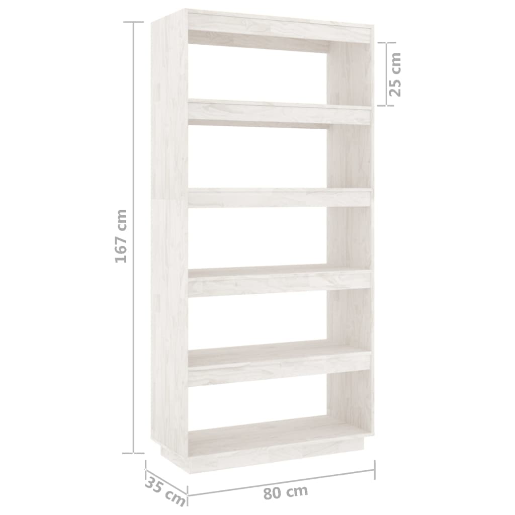 Book Cabinet/Room Divider White 80x35x167 cm Solid Pinewood - OLBRIT