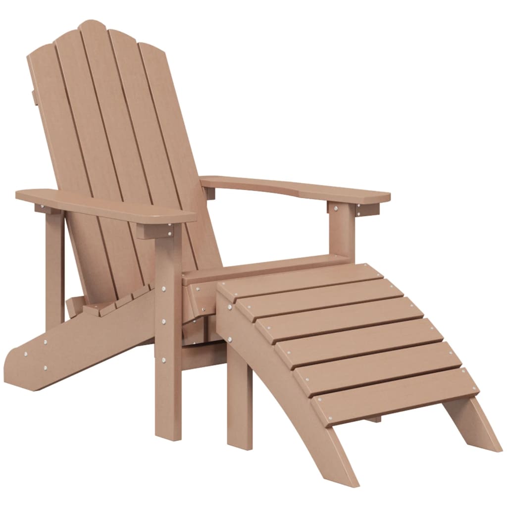 Garden Adirondack Chair with Footstool Brown - OLBRIT