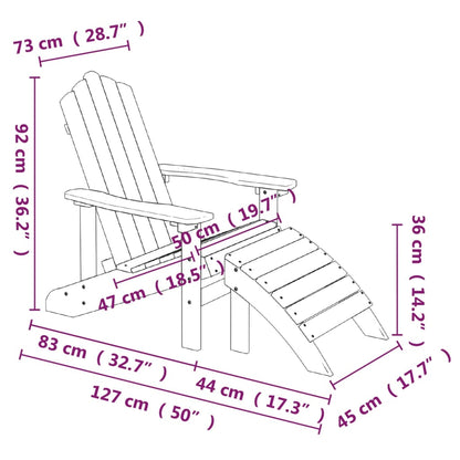 Garden Adirondack Chair with Footstool Brown - OLBRIT