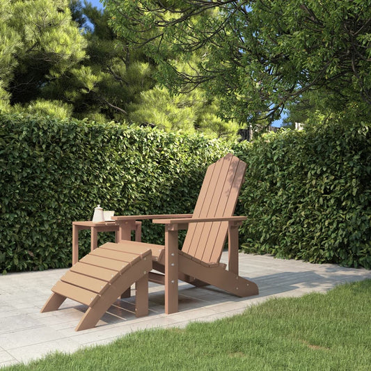 Garden Adirondack Chair with Footstool Brown - OLBRIT