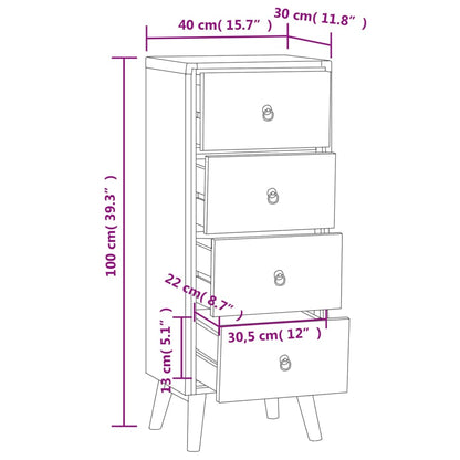 Chest of Drawers 40x30x100 cm Solid Wood Teak - OLBRIT