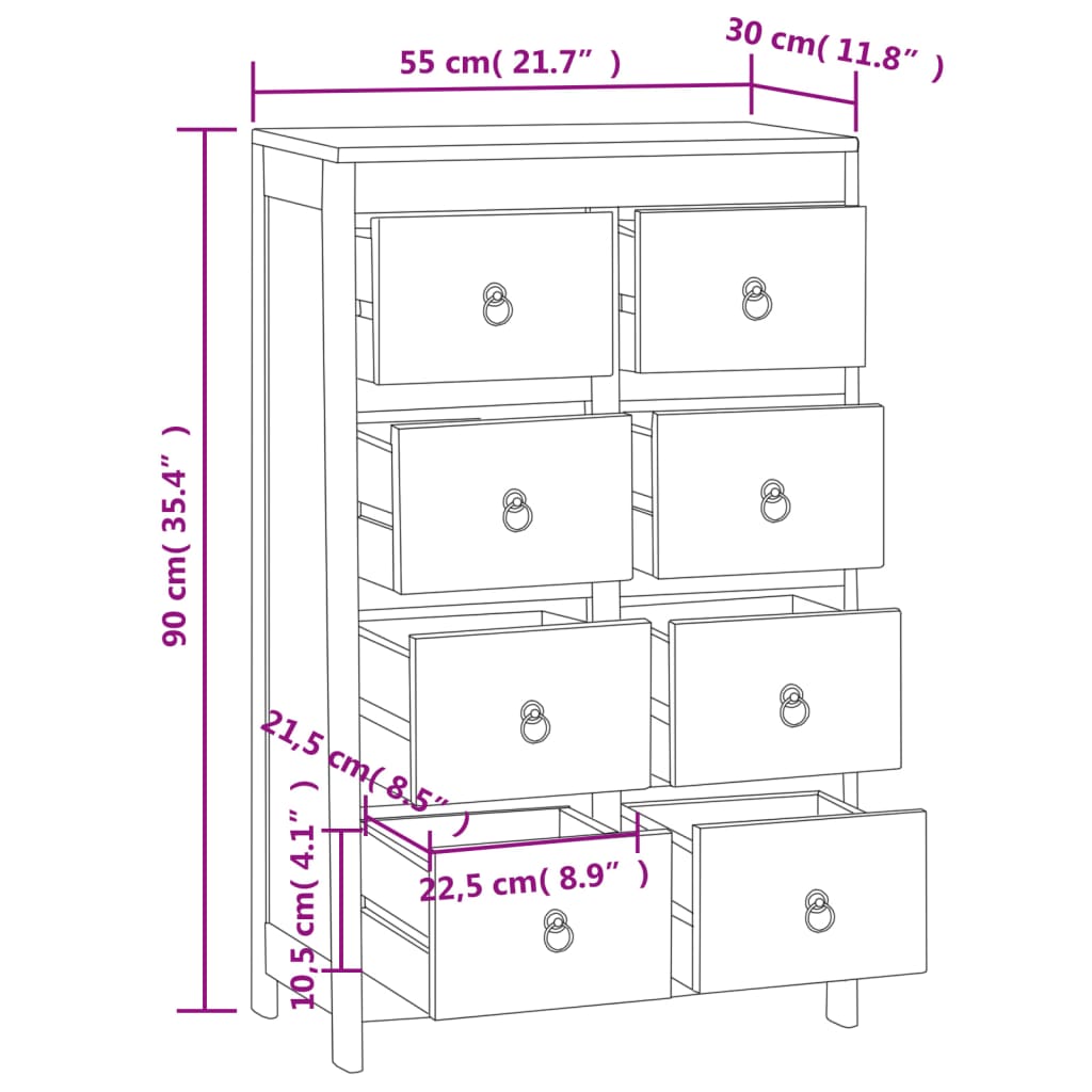 Chest of Drawers 55x30x90 cm Solid Wood Teak - OLBRIT