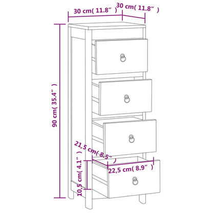 Chest of Drawers 30x30x90 cm Solid Wood Teak - OLBRIT