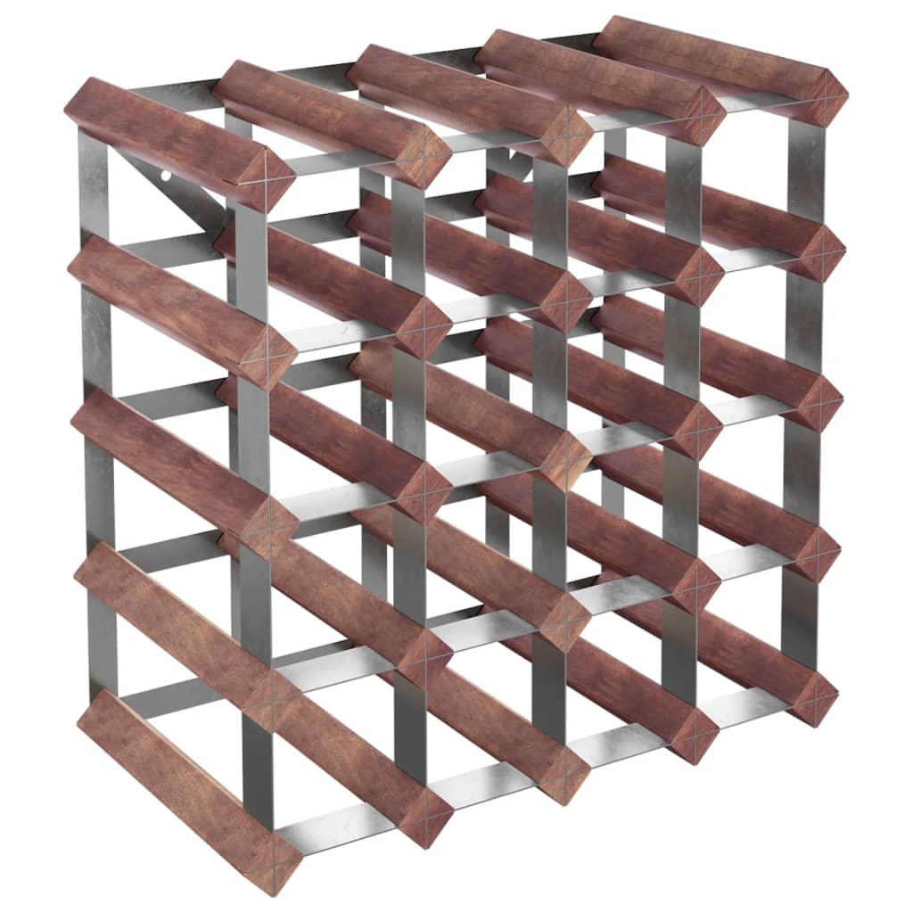 Wine Rack for 20 Bottles Brown Solid Wood Pine - OLBRIT