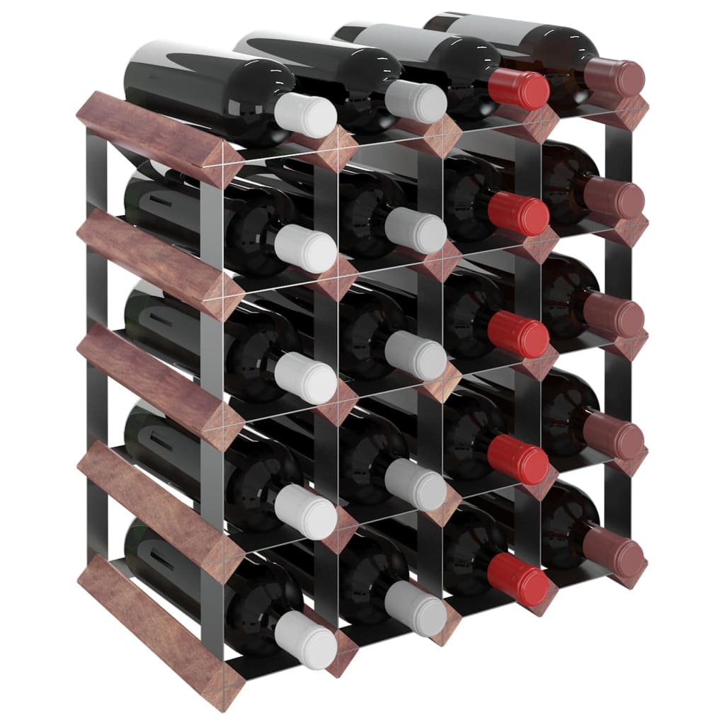 Wine Rack for 20 Bottles Brown Solid Wood Pine - OLBRIT