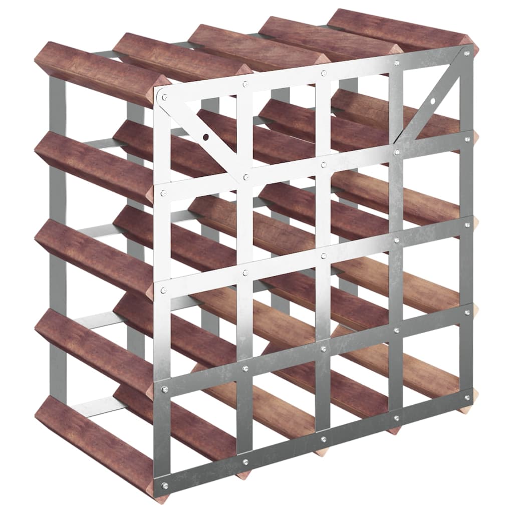 Wine Rack for 20 Bottles Brown Solid Wood Pine - OLBRIT