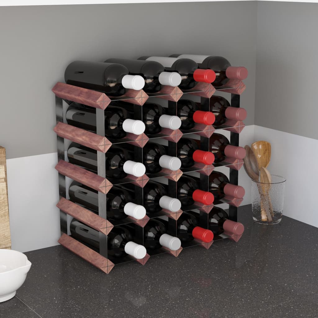 Wine Rack for 20 Bottles Brown Solid Wood Pine - OLBRIT