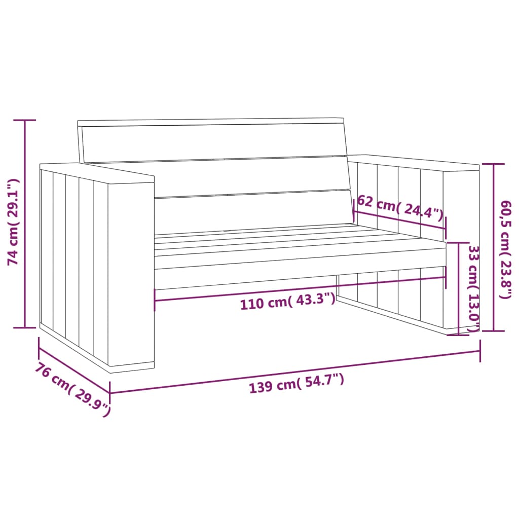 Garden Bench 139 cm Impregnated Pinewood - OLBRIT