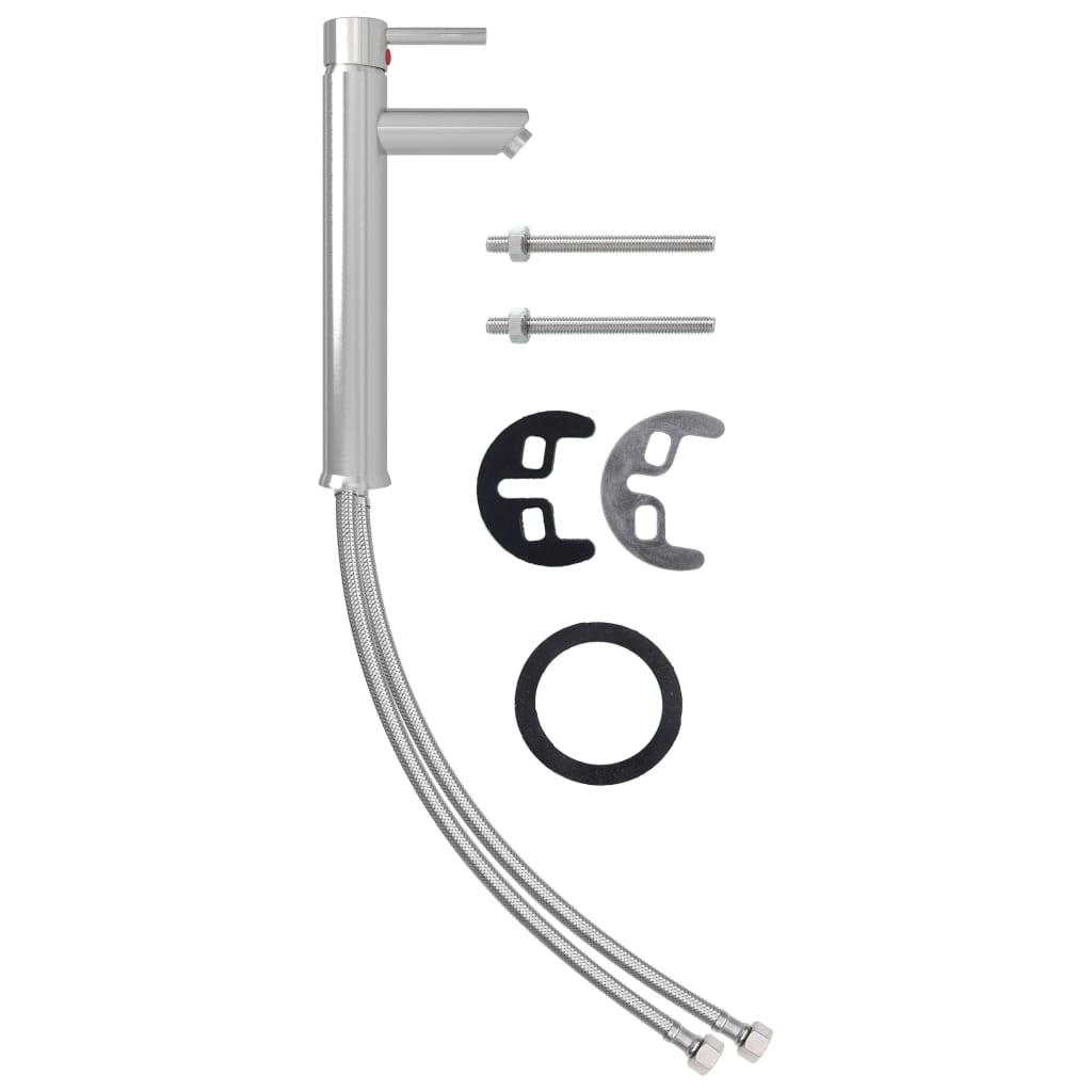 Bathroom Sink with Tap and Push Drain Black Tempered Glass - OLBRIT