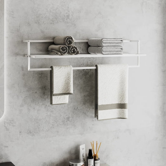 Towel Rack White 95x25x22 cm Iron - OLBRIT