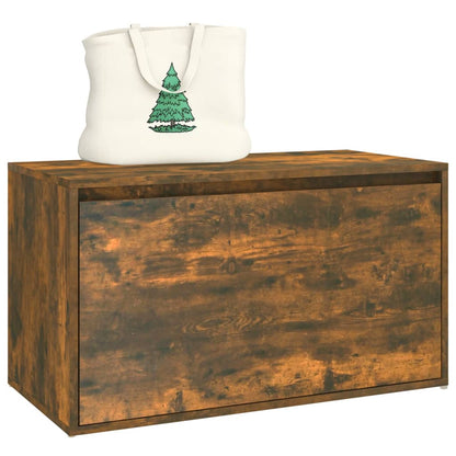 Hall Bench 80x40x45 cm Smoked Oak Engineered Wood - OLBRIT