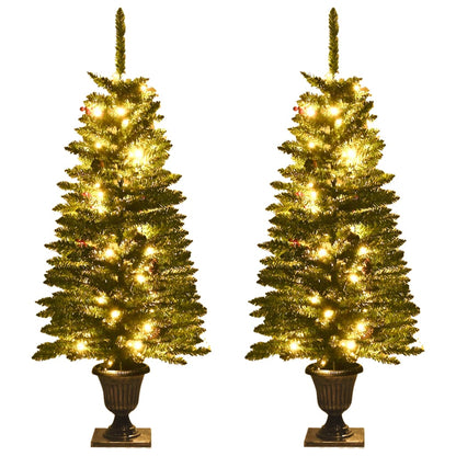Artificial Christmas Trees 2 pcs with Wreath Garland and LEDs - OLBRIT