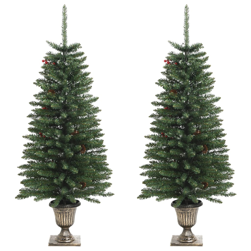 Artificial Christmas Trees 2 pcs with Wreath Garland and LEDs - OLBRIT
