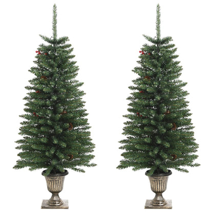 Artificial Christmas Trees 2 pcs with Wreath Garland and LEDs - OLBRIT