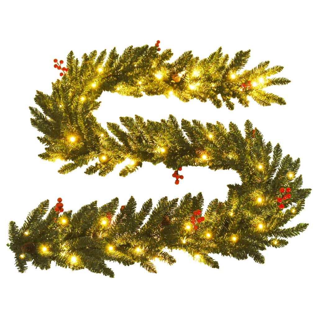 Artificial Christmas Trees 2 pcs with Wreath Garland and LEDs - OLBRIT