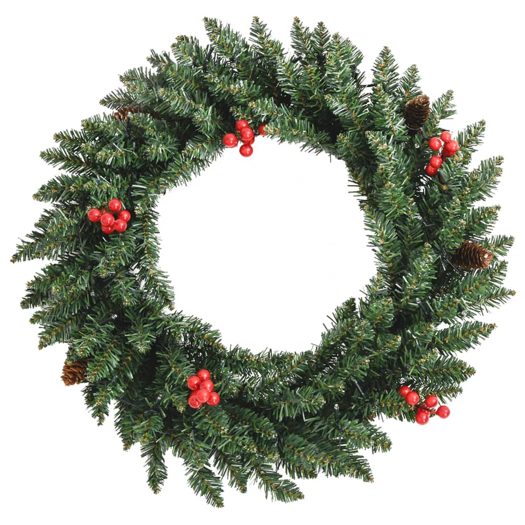 Artificial Christmas Trees 2 pcs with Wreath Garland and LEDs - OLBRIT