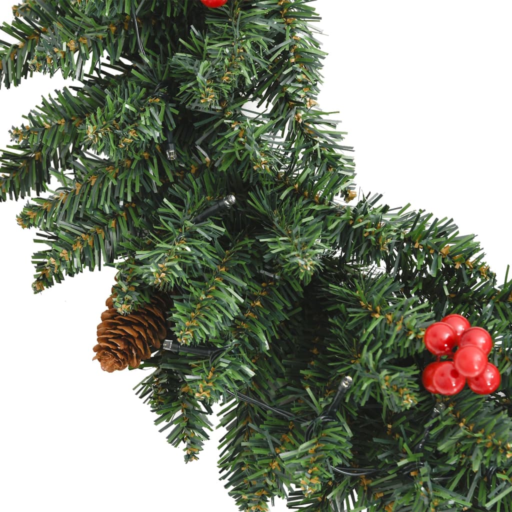Artificial Christmas Trees 2 pcs with Wreath Garland and LEDs - OLBRIT