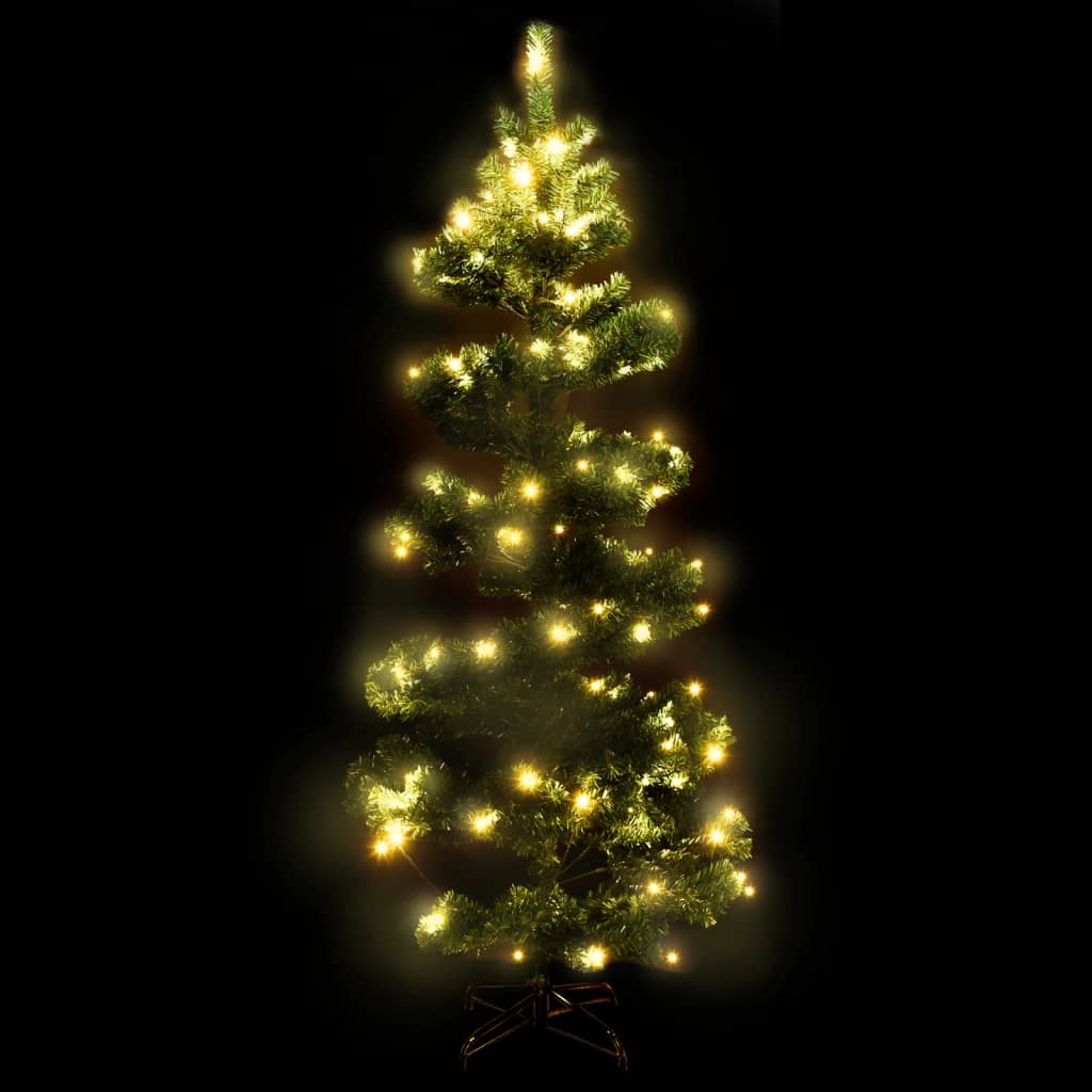 Swirl Pre-lit Christmas Tree with Stand Green 180 cm PVC - OLBRIT