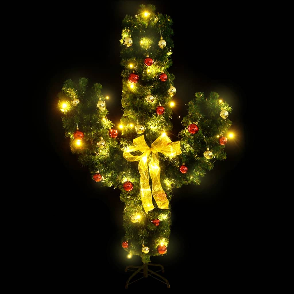 Christmas Cactus with Stand and LED Green 150 cm PVC - OLBRIT