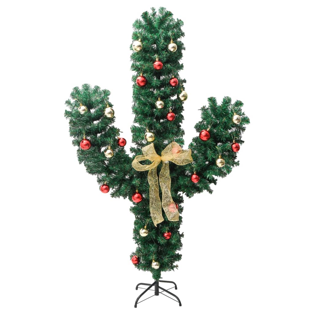 Christmas Cactus with Stand and LED Green 150 cm PVC - OLBRIT