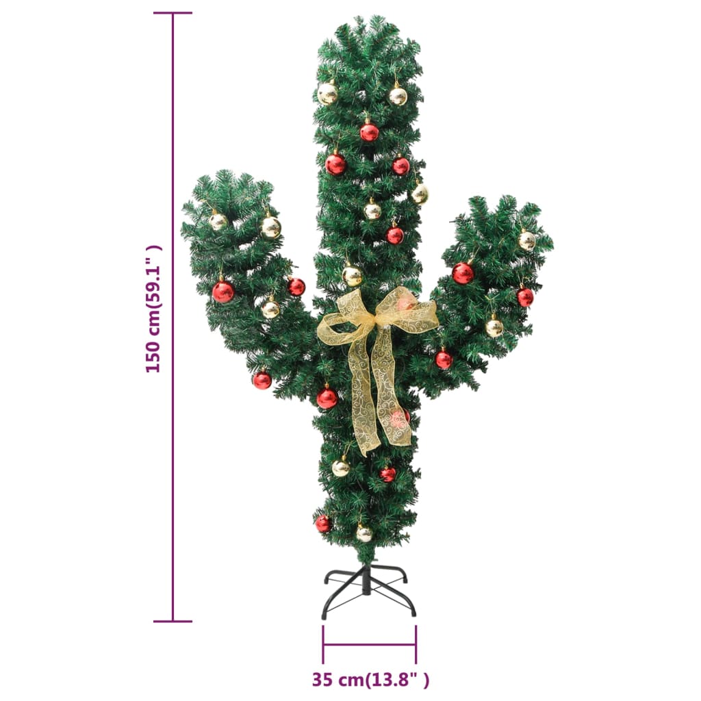 Christmas Cactus with Stand and LED Green 150 cm PVC - OLBRIT