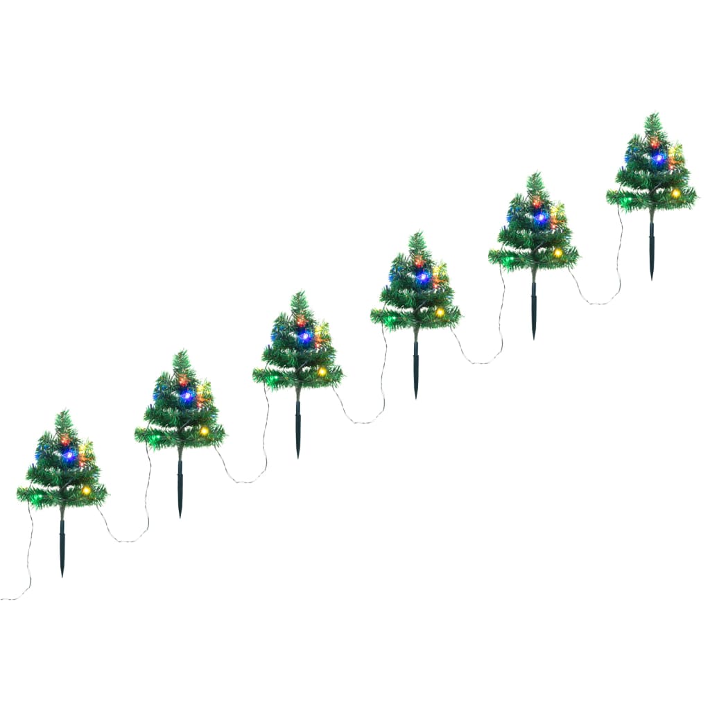 Christmas Pathway Trees 6 pcs with Multicolour LEDs 45 cm PVC - OLBRIT