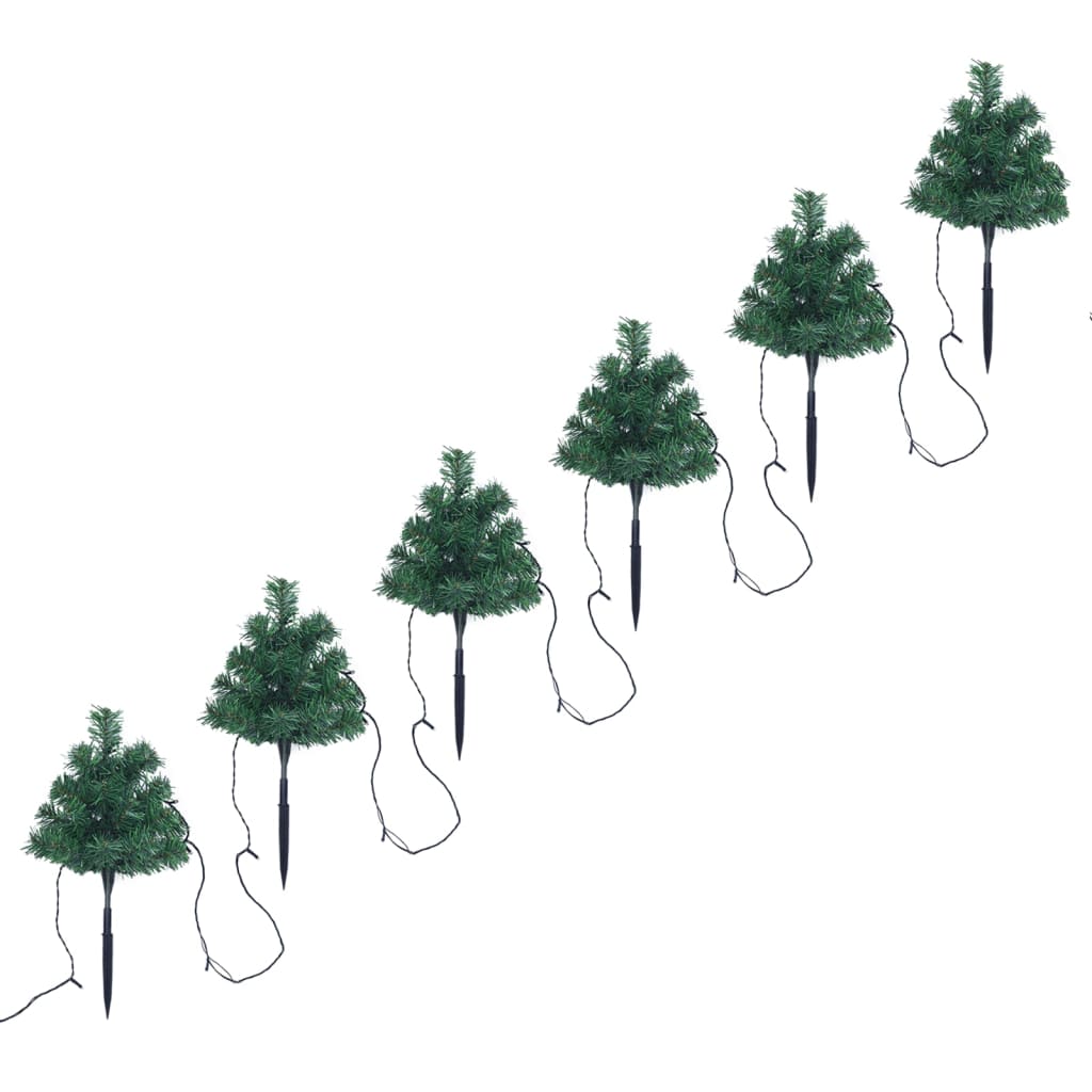 Christmas Pathway Trees 6 pcs with Multicolour LEDs 45 cm PVC - OLBRIT