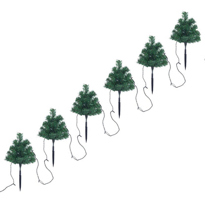 Christmas Pathway Trees 6 pcs with Multicolour LEDs 45 cm PVC - OLBRIT