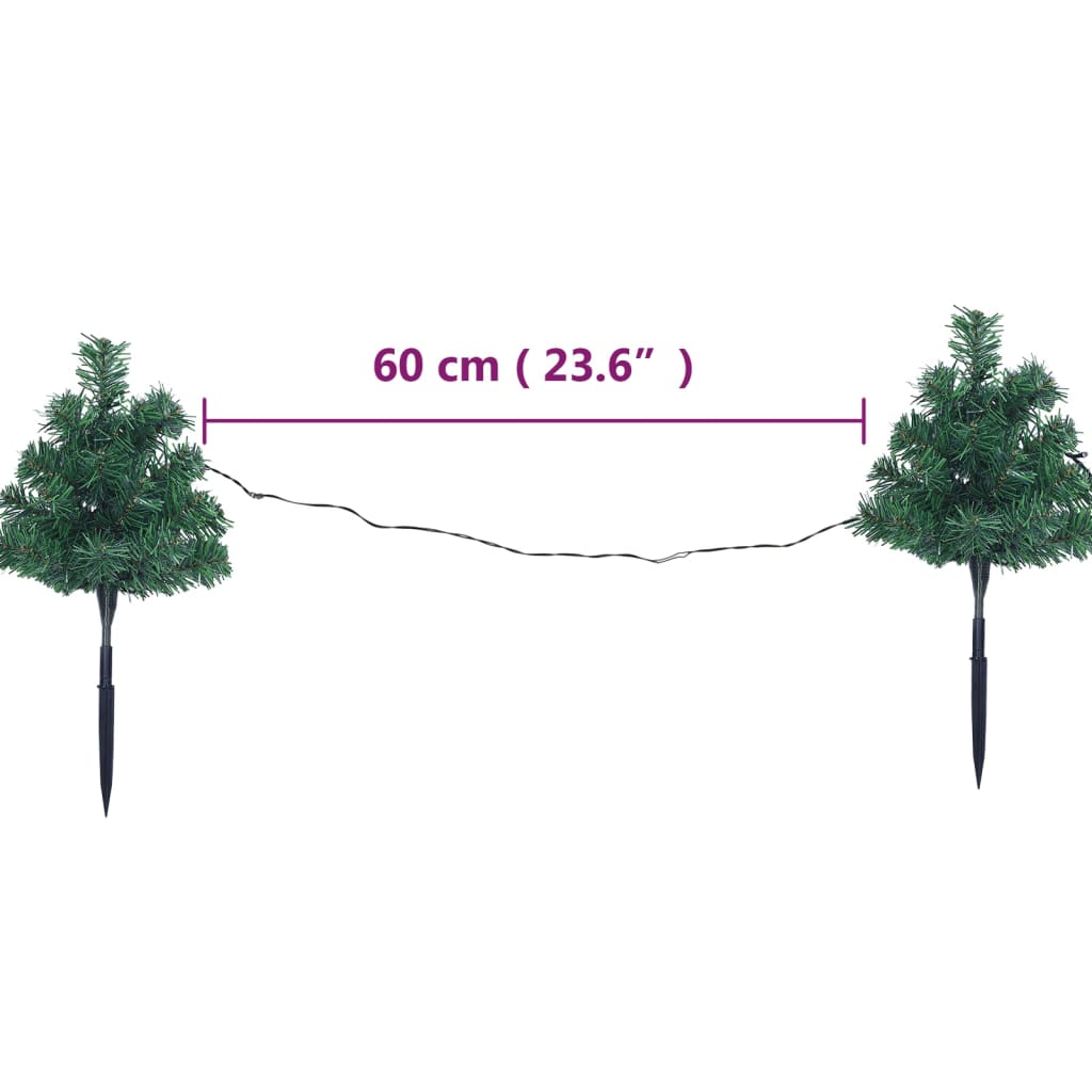 Christmas Pathway Trees 6 pcs with Multicolour LEDs 45 cm PVC - OLBRIT