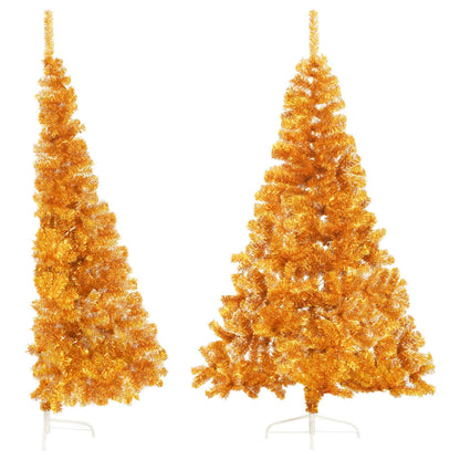 Artificial Half Christmas Tree with Stand Gold 210 cm PET - OLBRIT