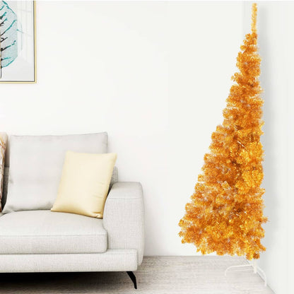 Artificial Half Christmas Tree with Stand Gold 210 cm PET - OLBRIT