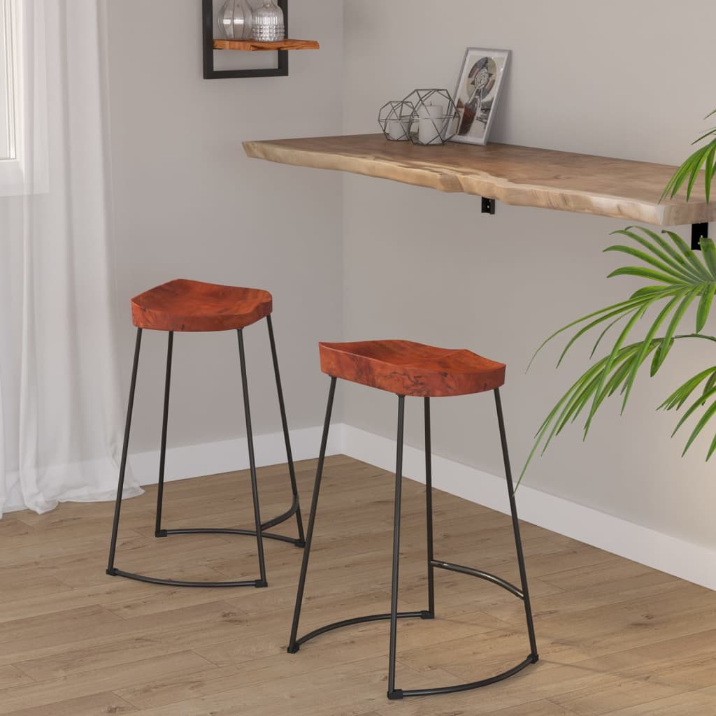Gavin Bar Stools 2 pcs 45x40x63 cm Solid Wood Mango - OLBRIT