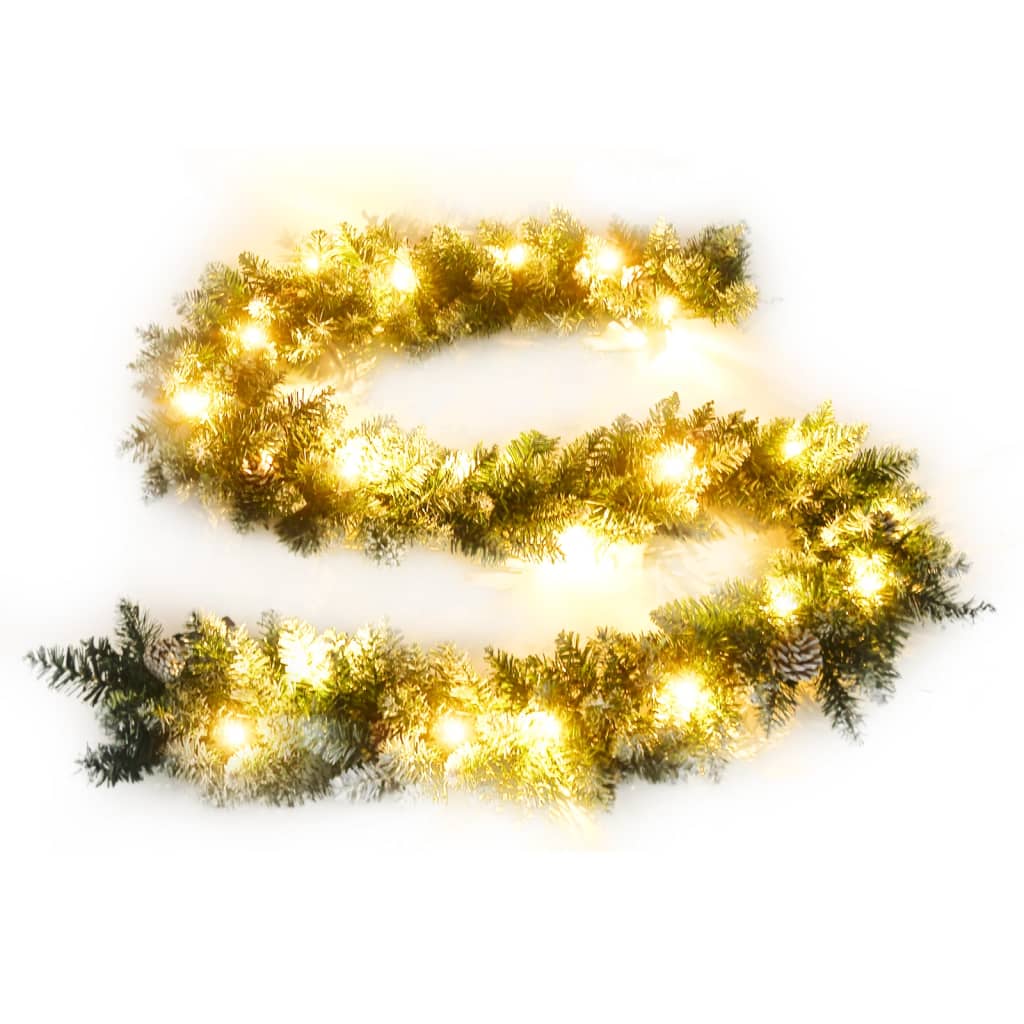 Christmas Garland with LED Lights Green 2.7 m PVC - OLBRIT