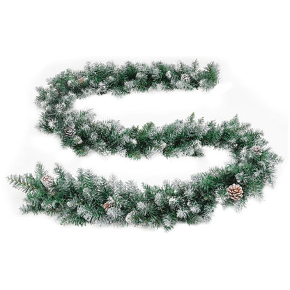 Christmas Garland with LED Lights Green 2.7 m PVC - OLBRIT