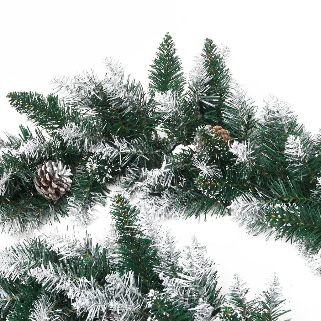 Christmas Garland with LED Lights Green 2.7 m PVC - OLBRIT