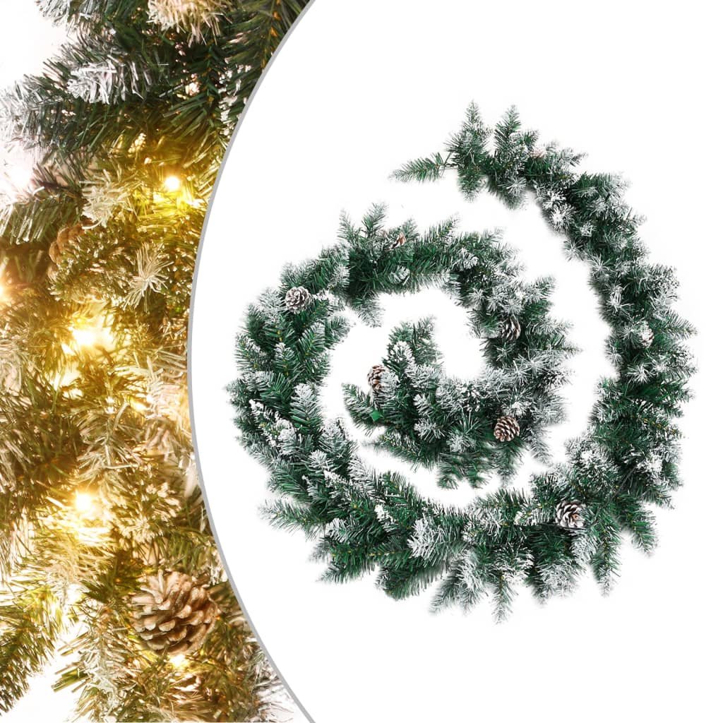Christmas Garland with LED Lights Green 2.7 m PVC - OLBRIT